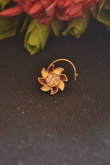 Designer diamond classic Golden nose pin or nose ring