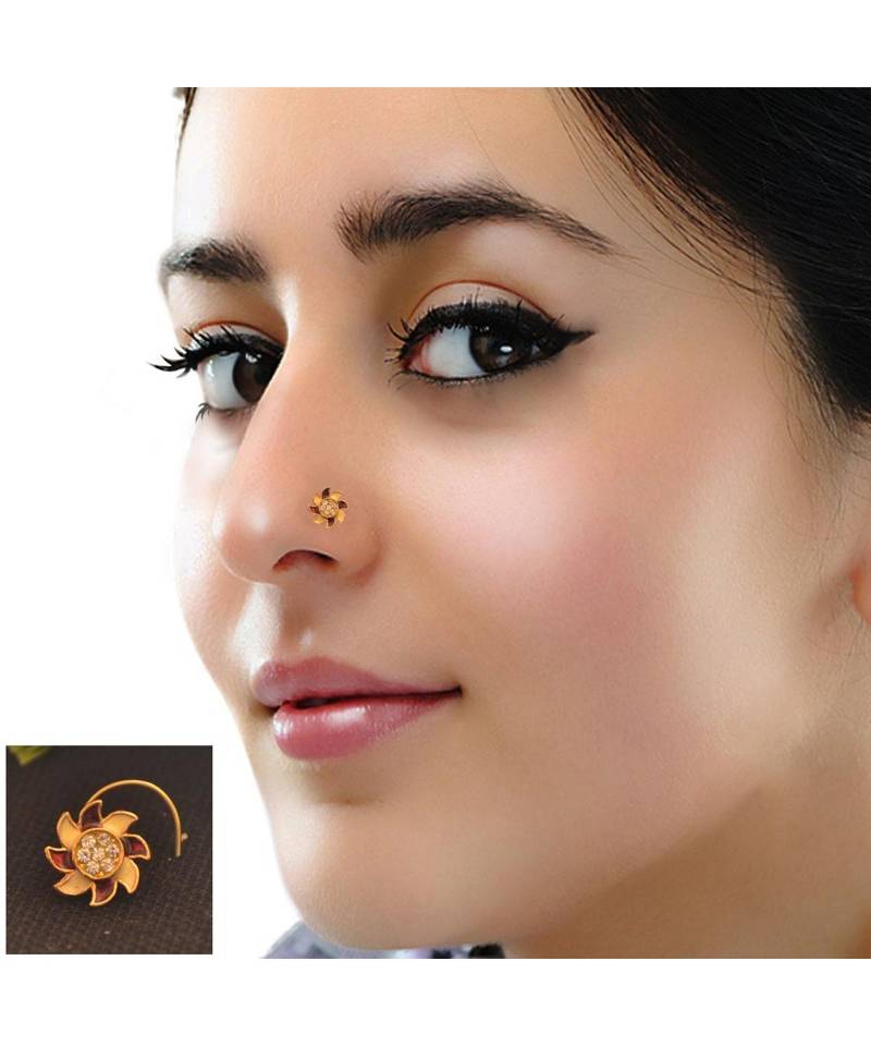 Designer diamond classic Golden nose pin or nose ring