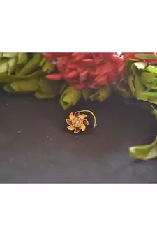 Designer diamond classic Golden nose pin or nose ring