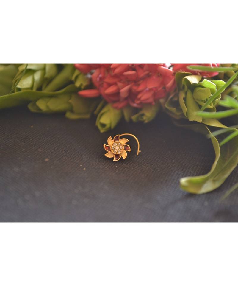 Designer diamond classic Golden nose pin or nose ring