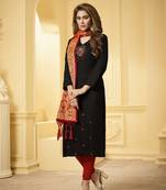 Black embroidered cotton salwar with dupatta