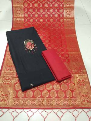 Black embroidered cotton salwar with dupatta 3