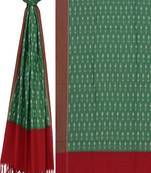 Green Pochampally Ikat Cotton Handloom Dupatta with Arrows Buta