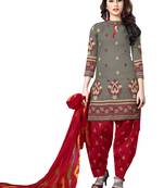 Grey Printed Cotton Salwar