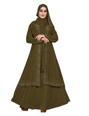 Green Embroidered Lycra Burka 1