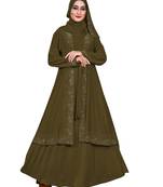 Green Embroidered Lycra Burka