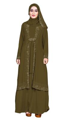 Green Embroidered Lycra Burka 4
