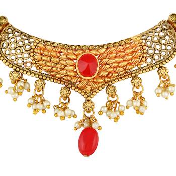 Exclusive Royal Flower & Leaf Shape Gold Plated Lct Stone Necklace Set For Women 3