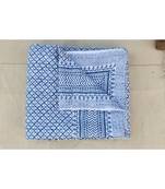 Indian Handmade Paradise Beige Kantha Quilt Print Bedspread Cotton Blanket Queen Size