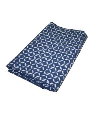 Indian Handmade Indigo Blue Desing Kantha Quilt Print Bedspread Cotton Blanket Queen Size 1