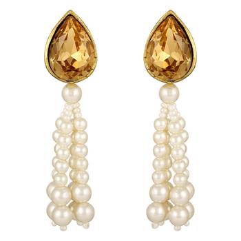 Royal Bridal Wear Gold Plated White Bead Necklace Set For Women 3