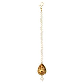 Royal Bridal Wear Gold Plated White Bead Necklace Set For Women 4