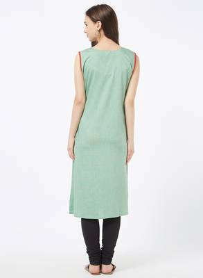 Green printed rayon kurti 2