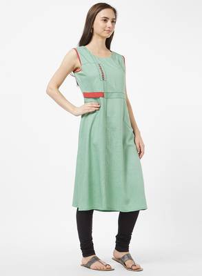 Green printed rayon kurti 3