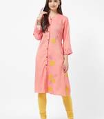 Pink embroidered rayon kurti
