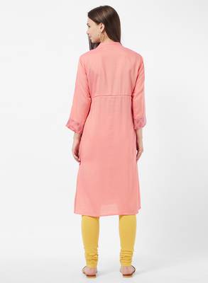 Pink embroidered rayon kurti 2