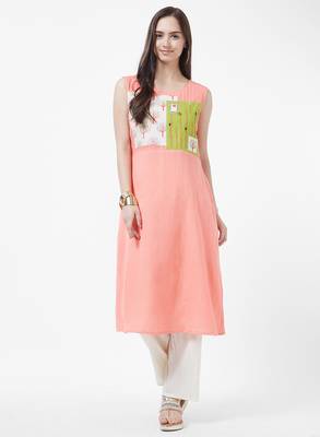 Pink embroidered rayon kurti 1