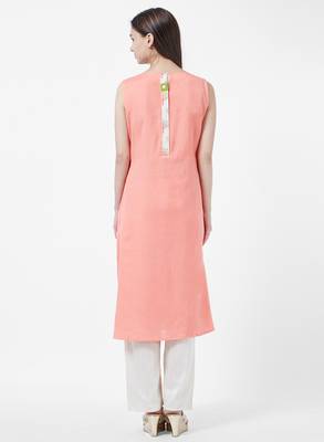 Pink embroidered rayon kurti 2
