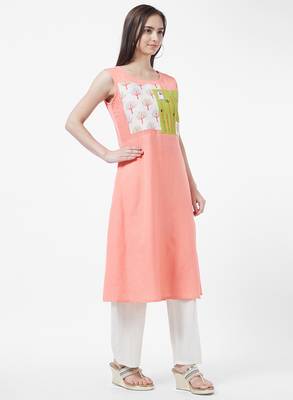 Pink embroidered rayon kurti 3