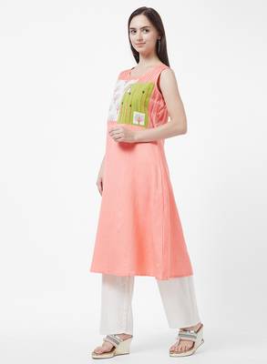 Pink embroidered rayon kurti 4