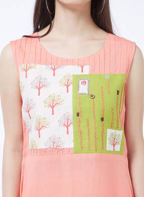 Pink embroidered rayon kurti 5