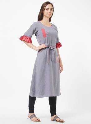 Grey embroidered rayon kurti 3