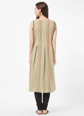 Beige printed cotton kurti 2