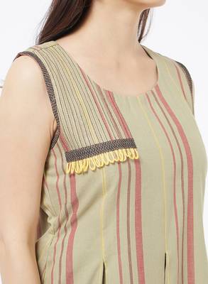 Beige printed cotton kurti 5