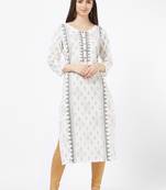 White printed cotton kurti