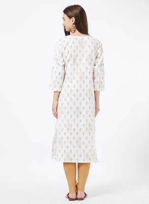 White printed cotton kurti 2