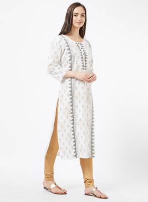 White printed cotton kurti 3