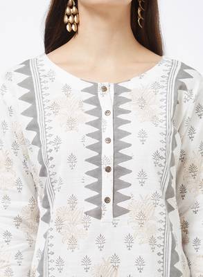 White printed cotton kurti 5