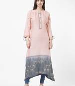 Pink printed rayon kurti