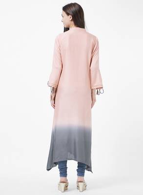 Pink printed rayon kurti 2