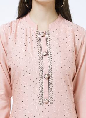 Pink printed rayon kurti 5