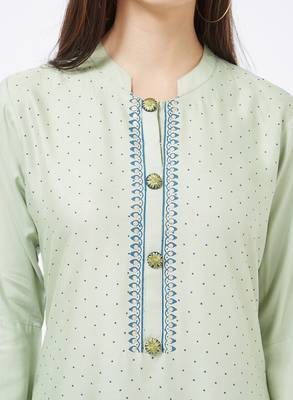Green printed rayon kurti 5