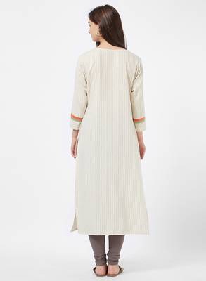 Orange printed cotton kurti 2
