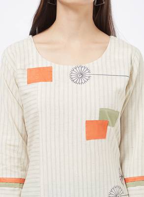 Orange printed cotton kurti 5
