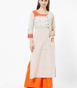 Orange embroidered cotton kurti