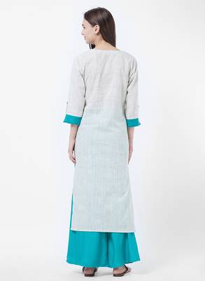 Green embroidered cotton kurti 2