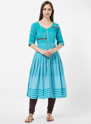 Blue printed cotton kurti 1