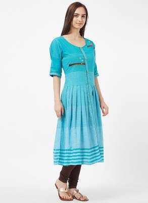 Blue printed cotton kurti 3