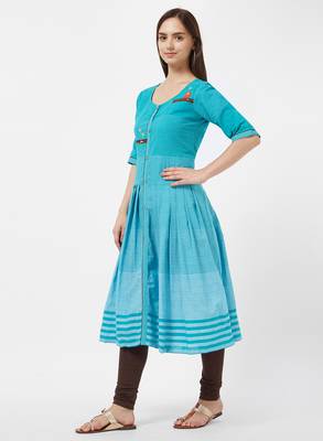 Blue printed cotton kurti 4