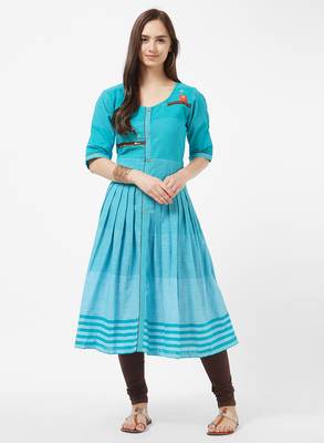 Blue printed cotton kurti 5