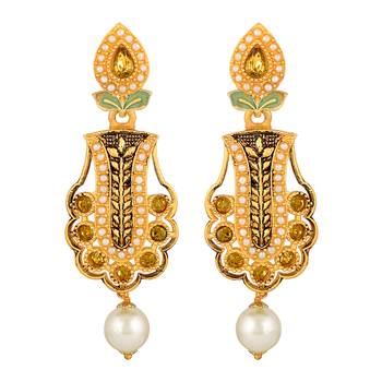 Exclusive Leaf Design Gold Plated Lct Stone Enamel Work Necklace Set For Women 4