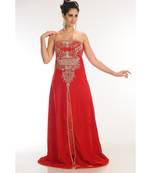 red velvet embroidered zari_work fustan partywear gown