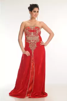 red velvet embroidered zari_work fustan partywear gown