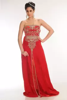 red velvet embroidered zari_work fustan partywear gown