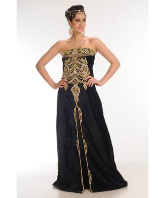 black velvet embroidered zari_work fustan partywear gown 2