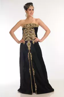 black velvet embroidered zari_work fustan partywear gown